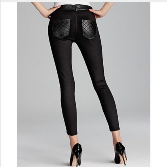 Aqua Black Quilted Faux Leather Pants  - Size 27 - Picture 2 of 10